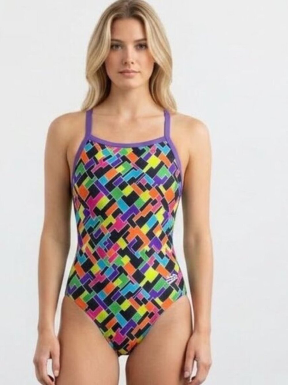 NWT Speedo ProLT Multi Color Geometric One Piece Swimsuit 6/32